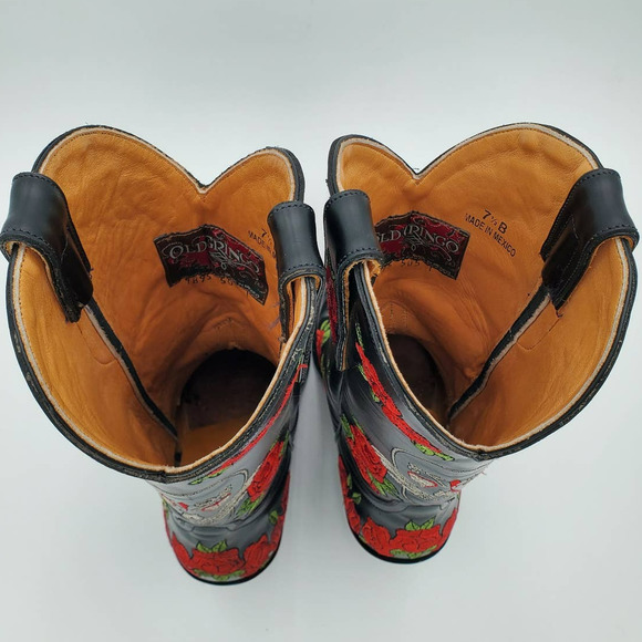 Old Gringo See No Evil Skull & Rose Cowboy Cowgirl Boots - Picture 7 of 12